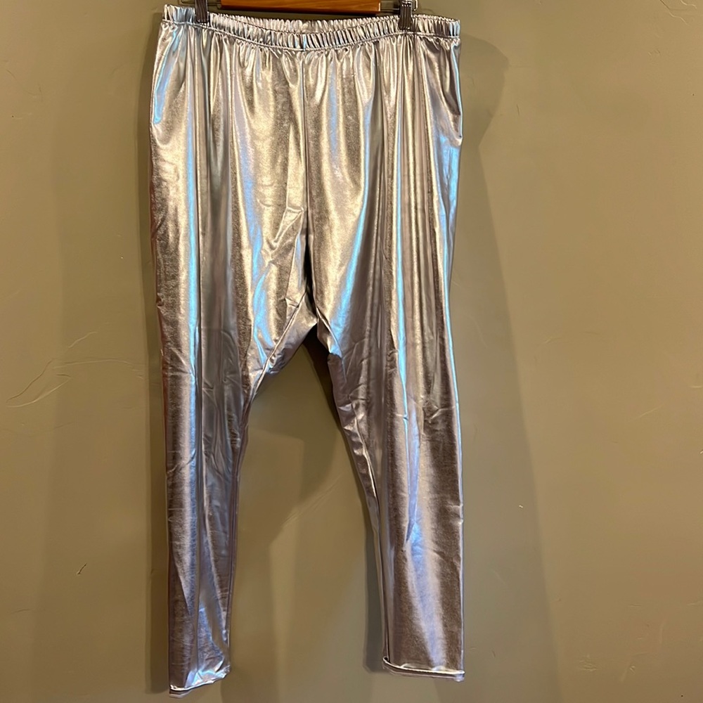 Chrome Silver Metallic Legging by SC Stretch is Comfort 4X HighRise